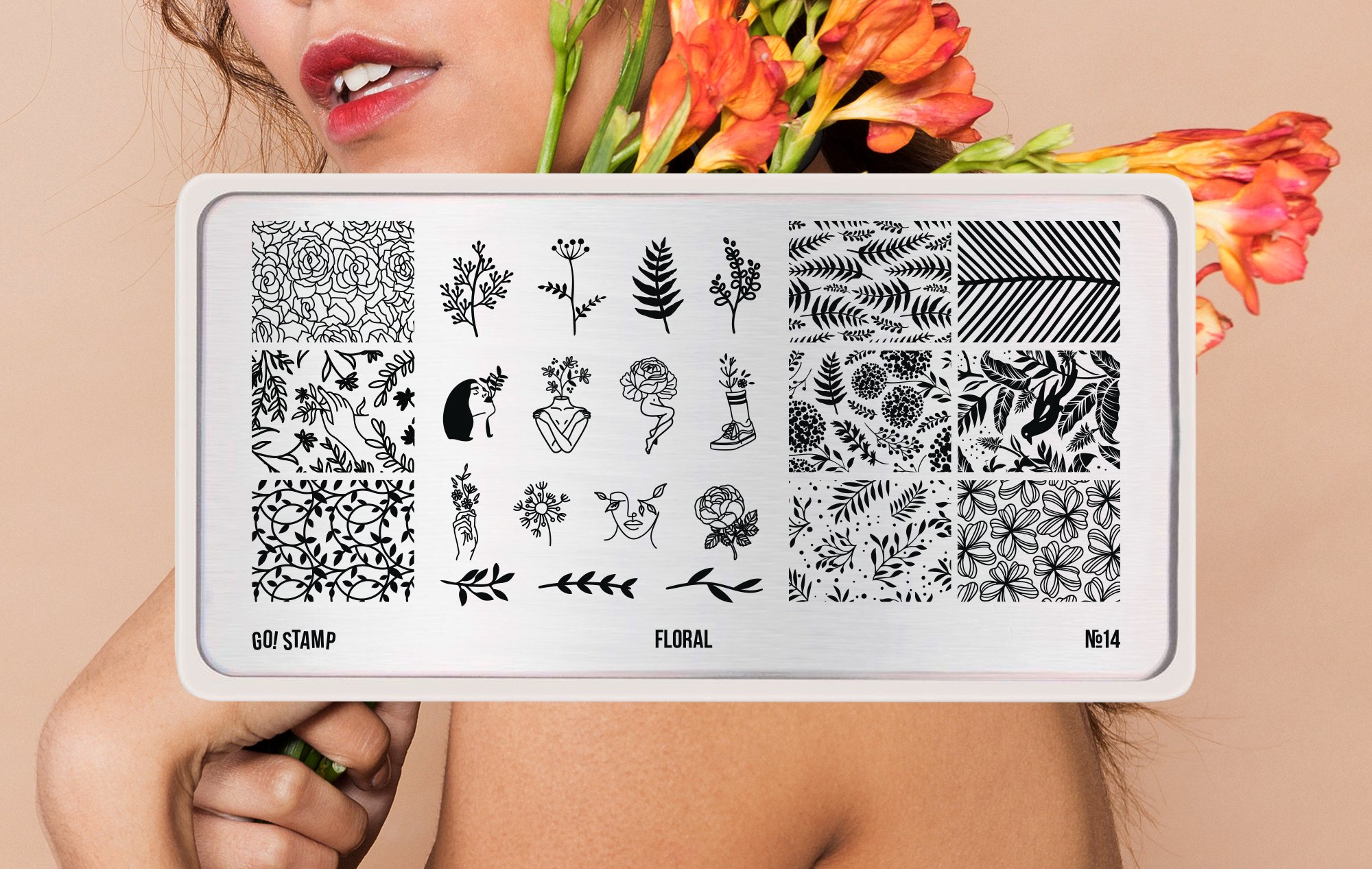 Go stamp. Пластины для стемпинга go stamp. Go stamp пластина № 13 Bloom. Go stamp пластина № 14 Floral. Пластина для стемпинга go! Stamp 52.